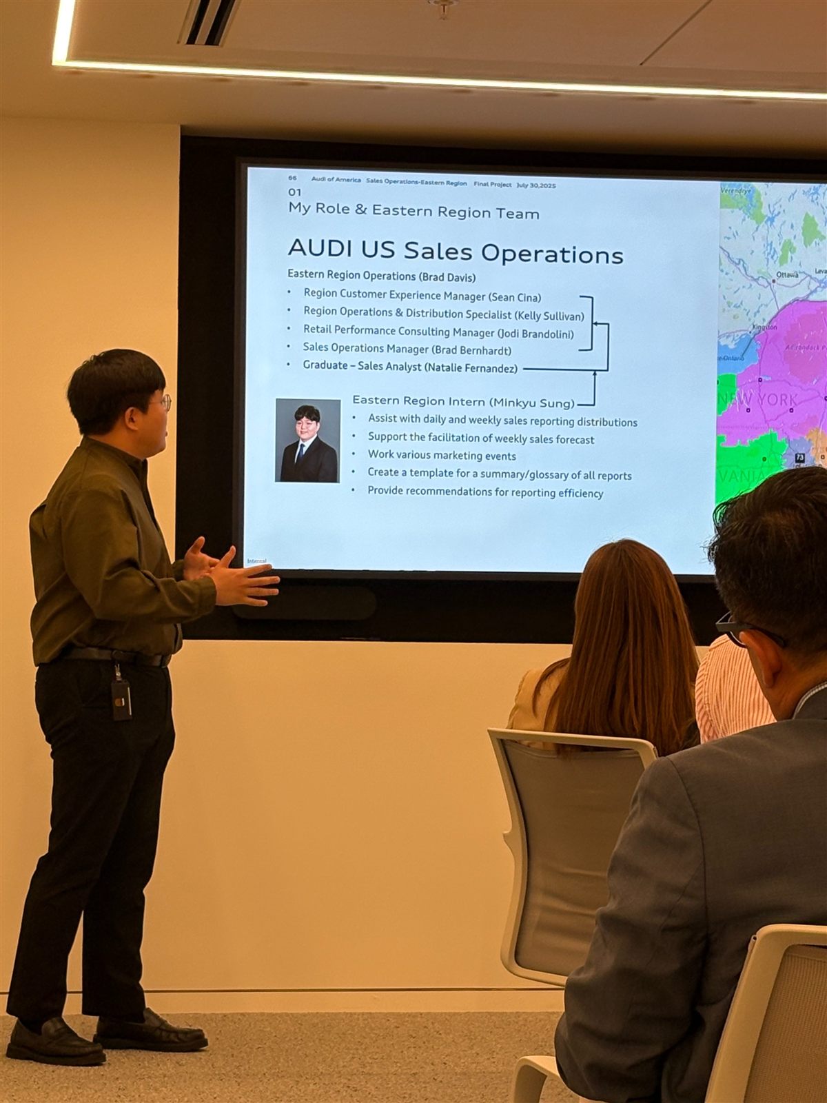 Minkyu presenting the final project at Audi of America