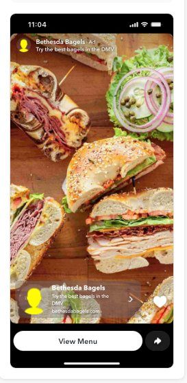 Bethesda Bagels Snapchat story ad