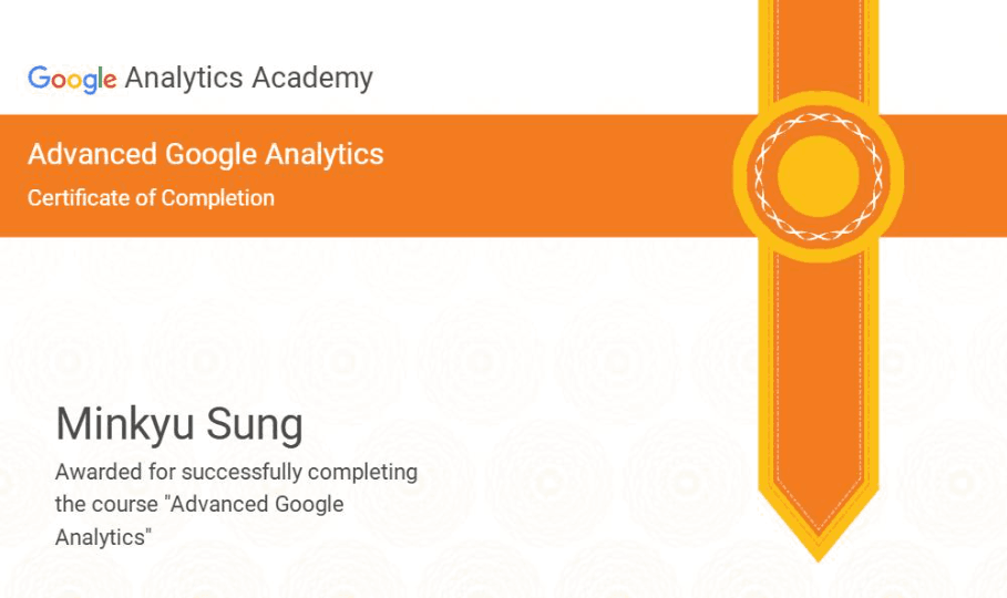 Advanced Google Analytics certificate