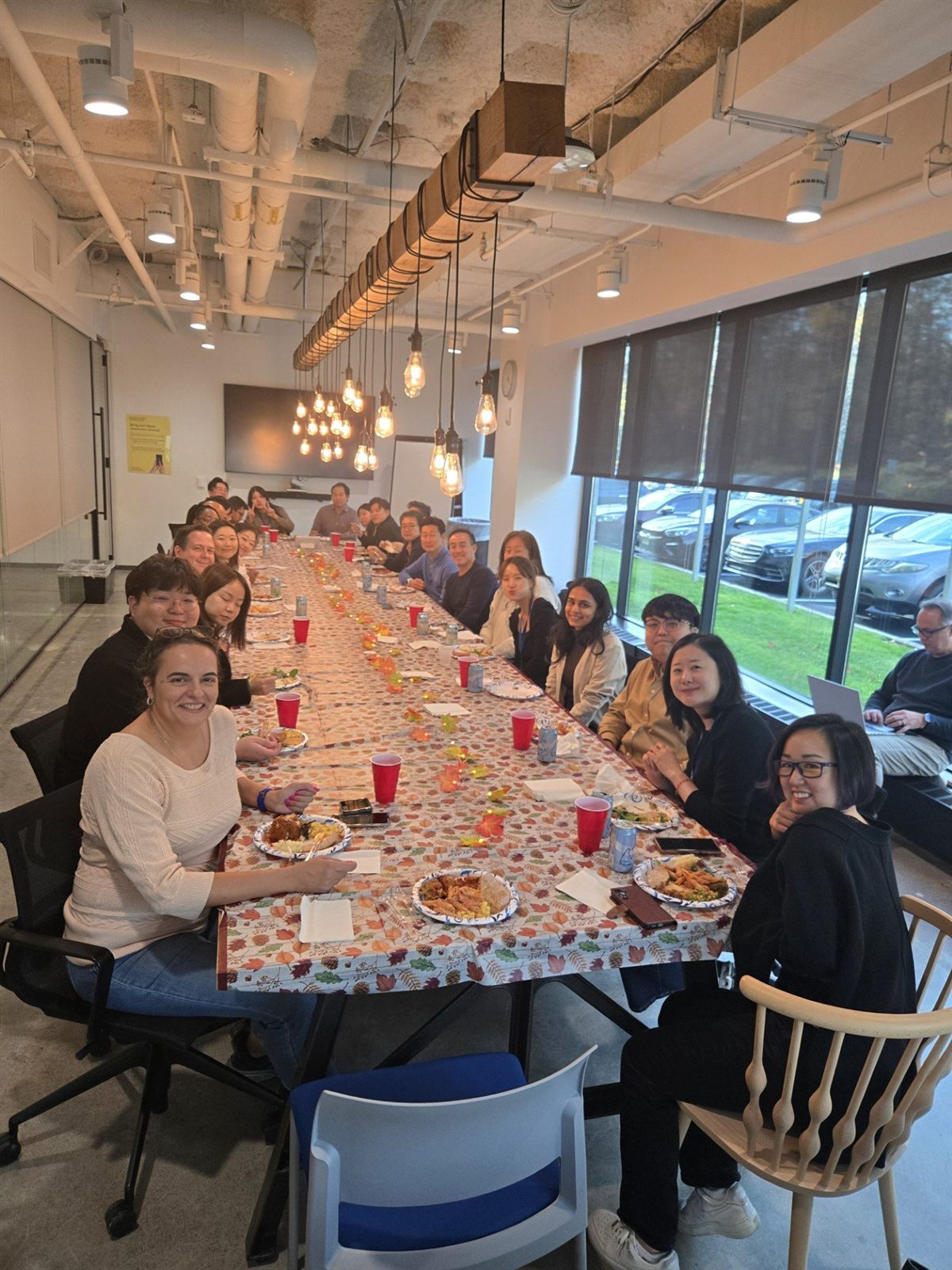 A team gathering at the Samsung Electronics America office